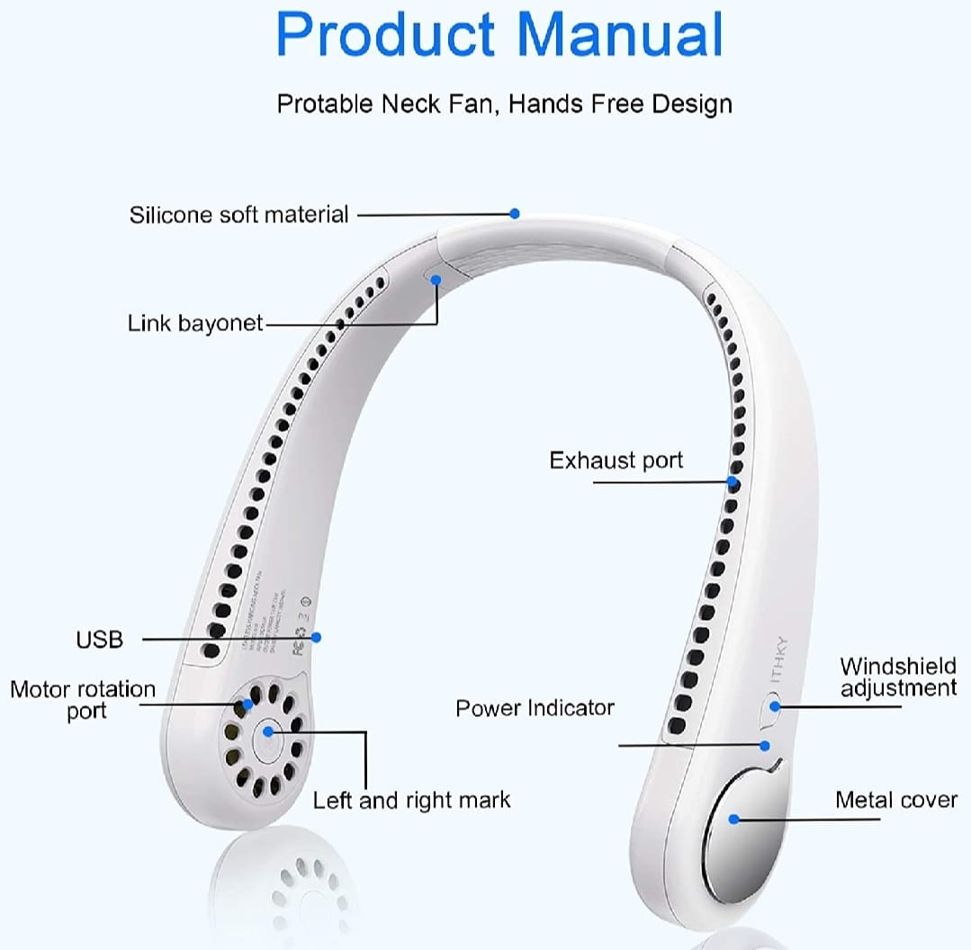 USB Neck Fan – Rechargeable Hands-Free Cooling Fan