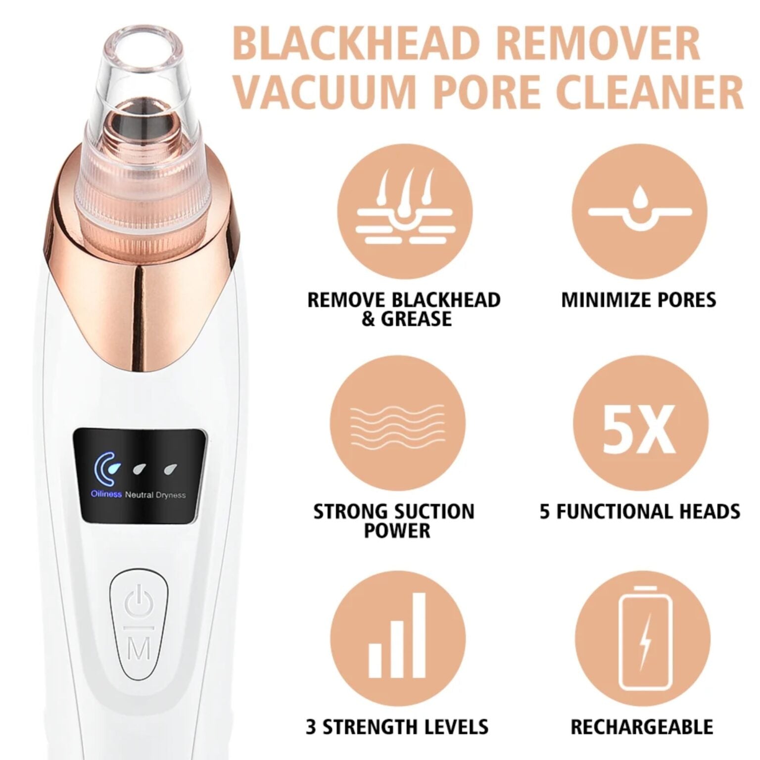 5 in 1 Blackhead Vacuum Cleaner β Instantly Remove Blackheads at Home