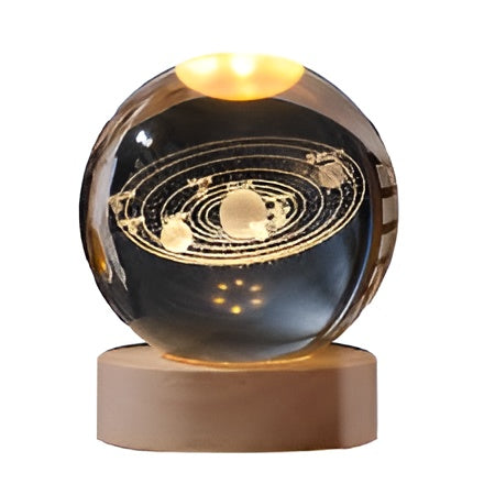 USB LED Galaxy Crystal Ball Lamp – 3D Planet Moon Night Light | Bedroom, Party & Home