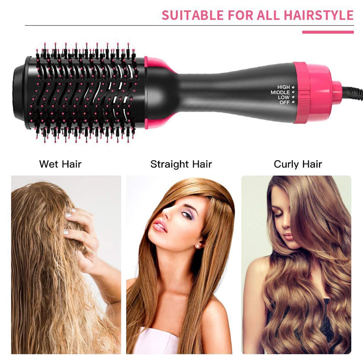 3-in-1 Hot Air Brush – Hair Dryer & Volumizer